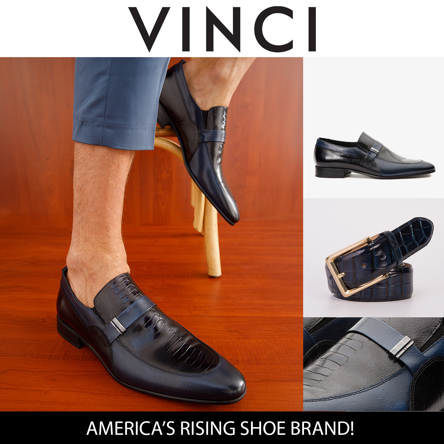 The Kazablanka Navy Leather Bit Loafer Men Shoe