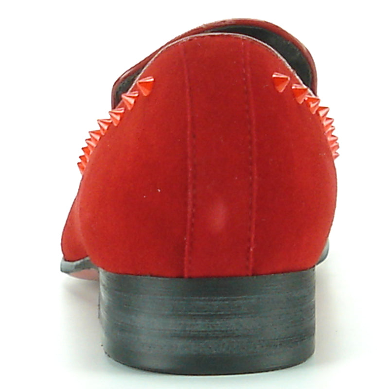 FI-7107 Red Suede with Red Spike Slip on Loafer Fiesso by Aurelio Garcia