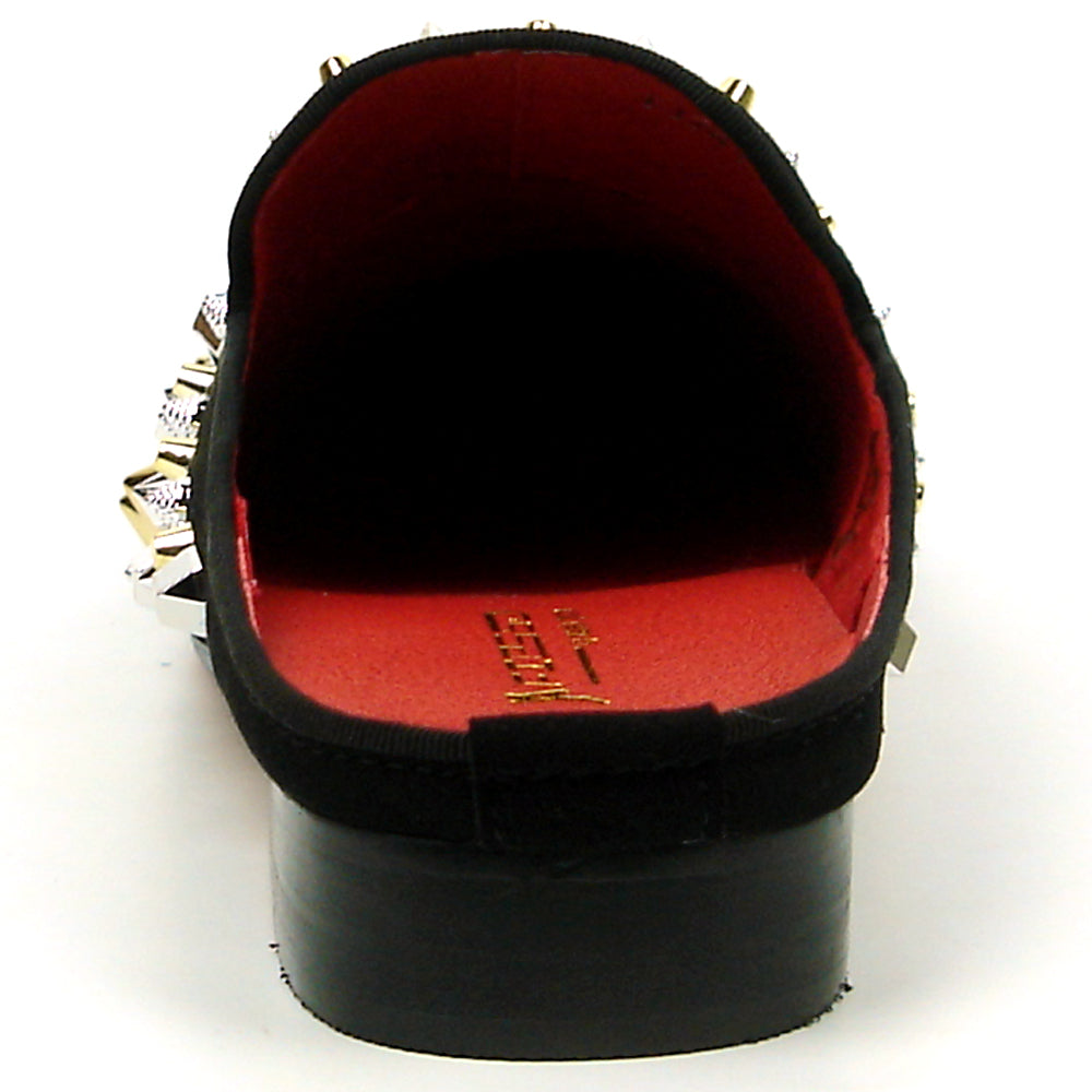 FI-7418 Black Suede Black Silver Studs Fiesso by Aurelio Garcia Mens Sandals