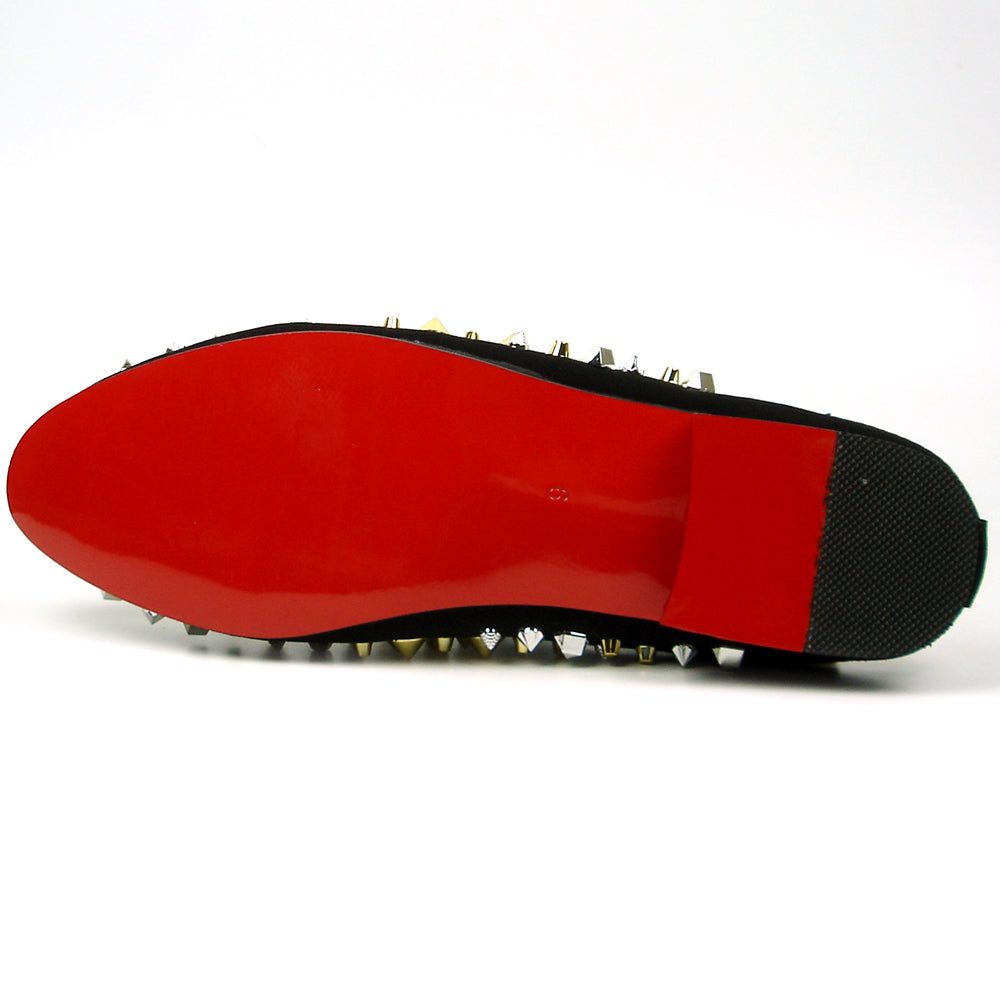 FI-7418 Black Suede Black Silver Studs Fiesso by Aurelio Garcia Mens Sandals