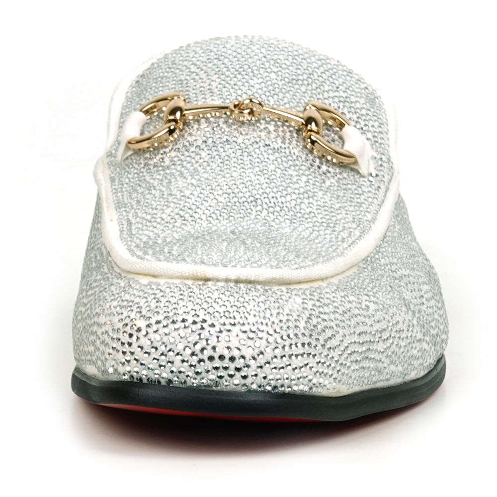 FI-7551 White Suede Rhinestones Sandal Fiesso by Aurelio Garcia