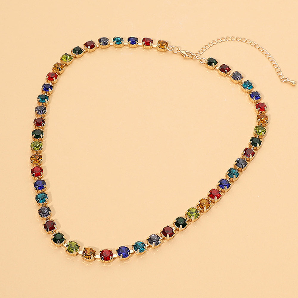 Round Stone Link Statement Necklace – product view 3
