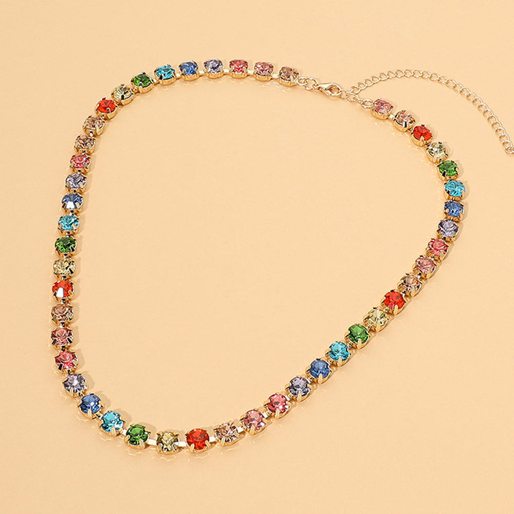 Round Stone Link Statement Necklace – product view 1