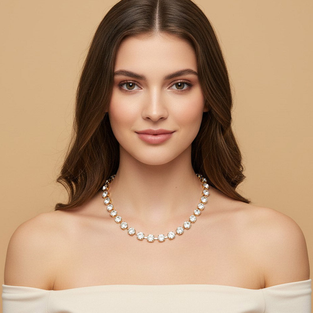 Round Stone Link Statement Necklace – product view 2