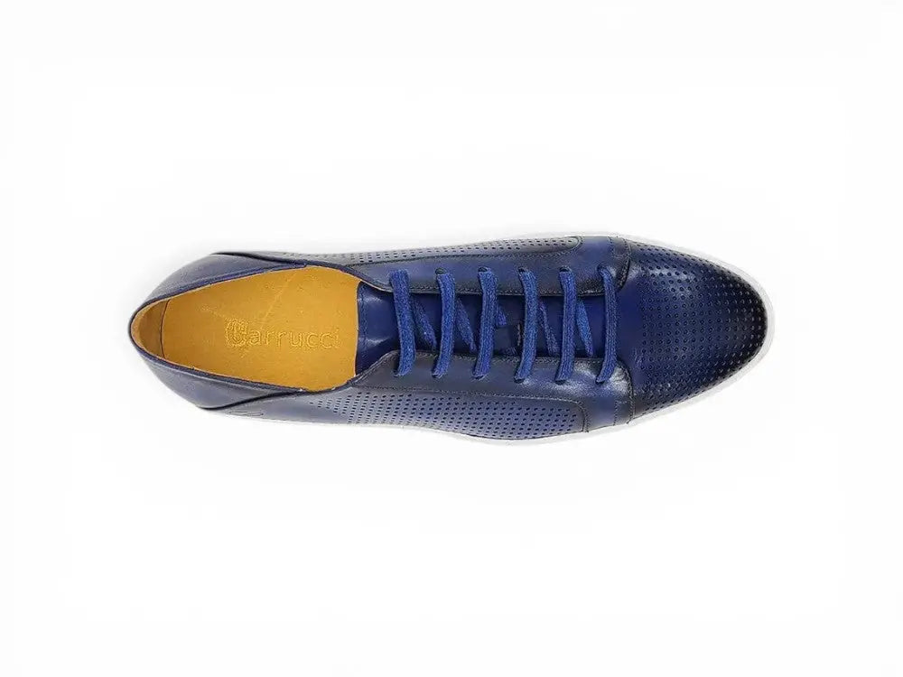Carrucci Shoes Fashion Lace Up Perforated Calfskin Sneaker Leather Patina view 7