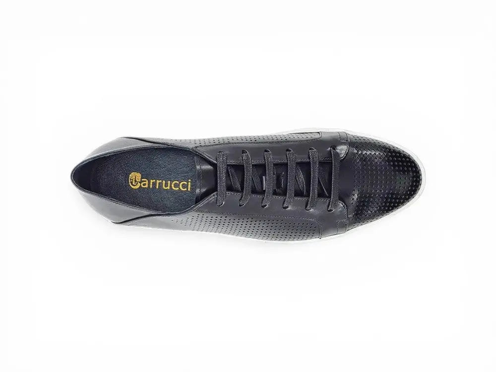 Carrucci Shoes Fashion Lace Up Perforated Calfskin Sneaker Leather Patina view 11