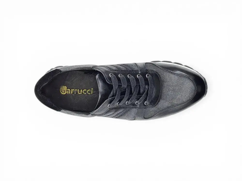Carrucci Shoes Fashion Sneaker Calfskin Leather And Canvas Inlay Design view 16