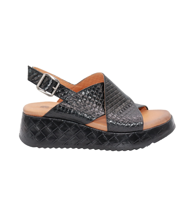 Eric Michael Fawna Braided Leather Wedge Sandal