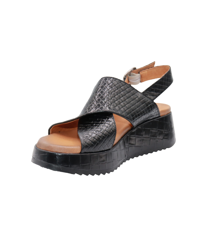 Eric Michael Fawna Braided Leather Wedge Sandal