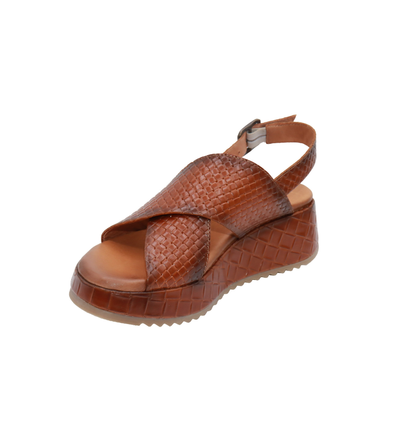 Eric Michael Fawna Braided Leather Wedge Sandal