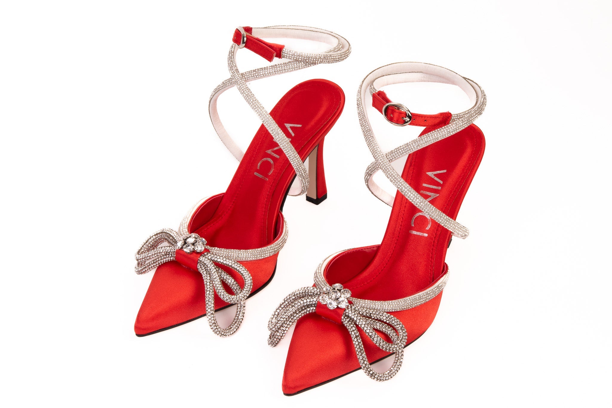 The Floransa Red Leather Pointy Toe Ankle Strap Women Sandal Final Sale!