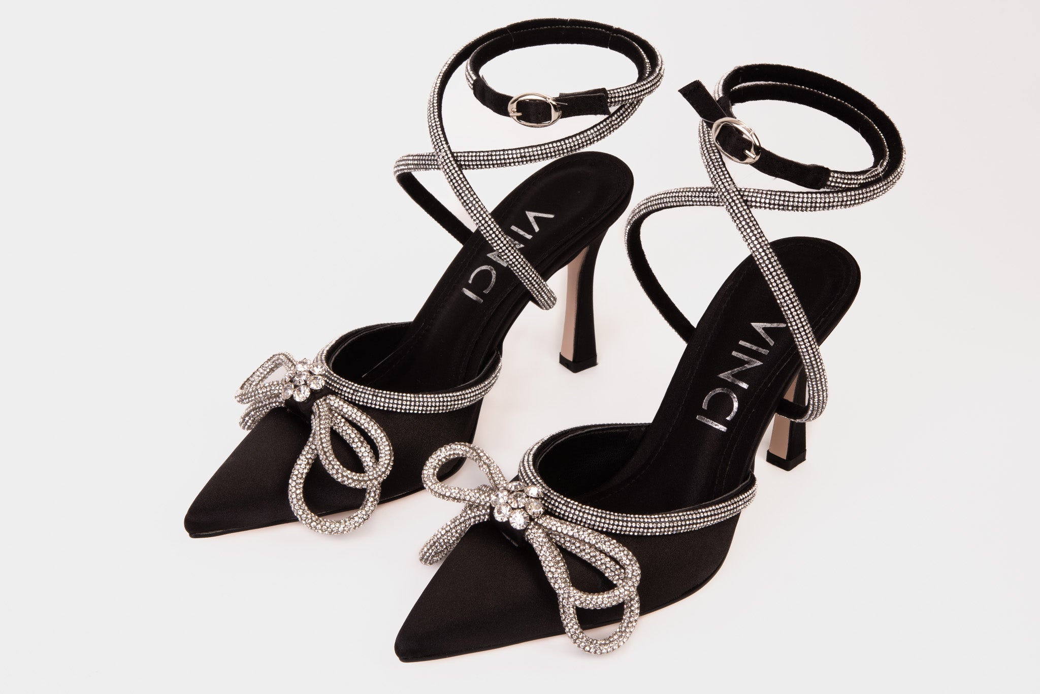 The Floransa Black Leather Pointy Toe Ankle Strap Women Sandal Final Sale!