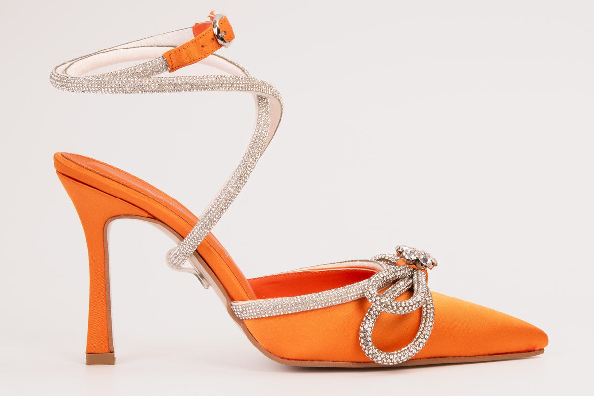 Vinci Leather The Floransa Orange Leather Pointy Toe Ankle Strap Women Sandal Final Sale! – product view 5