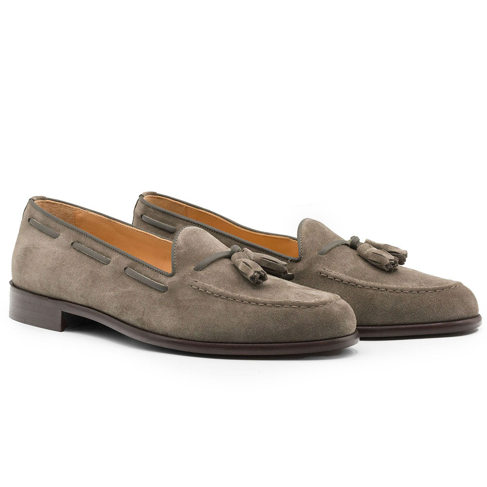 Zelli Italia 16-583-TPE FRANCO Suede Calfskin Tassel Loafer, Taupe Detail View