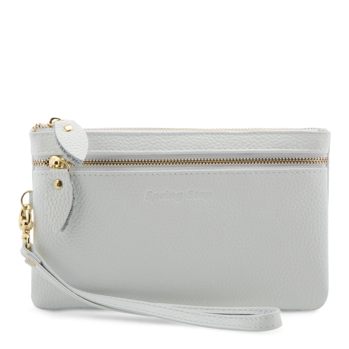Spring Step Leather Wristlet — WHITE