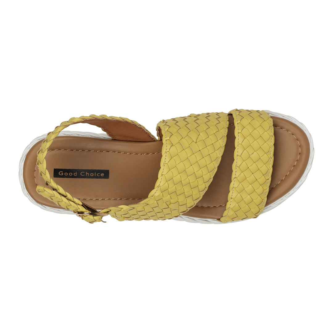 Gallant Mustard Double Band Slingback Platform Sandals – top view