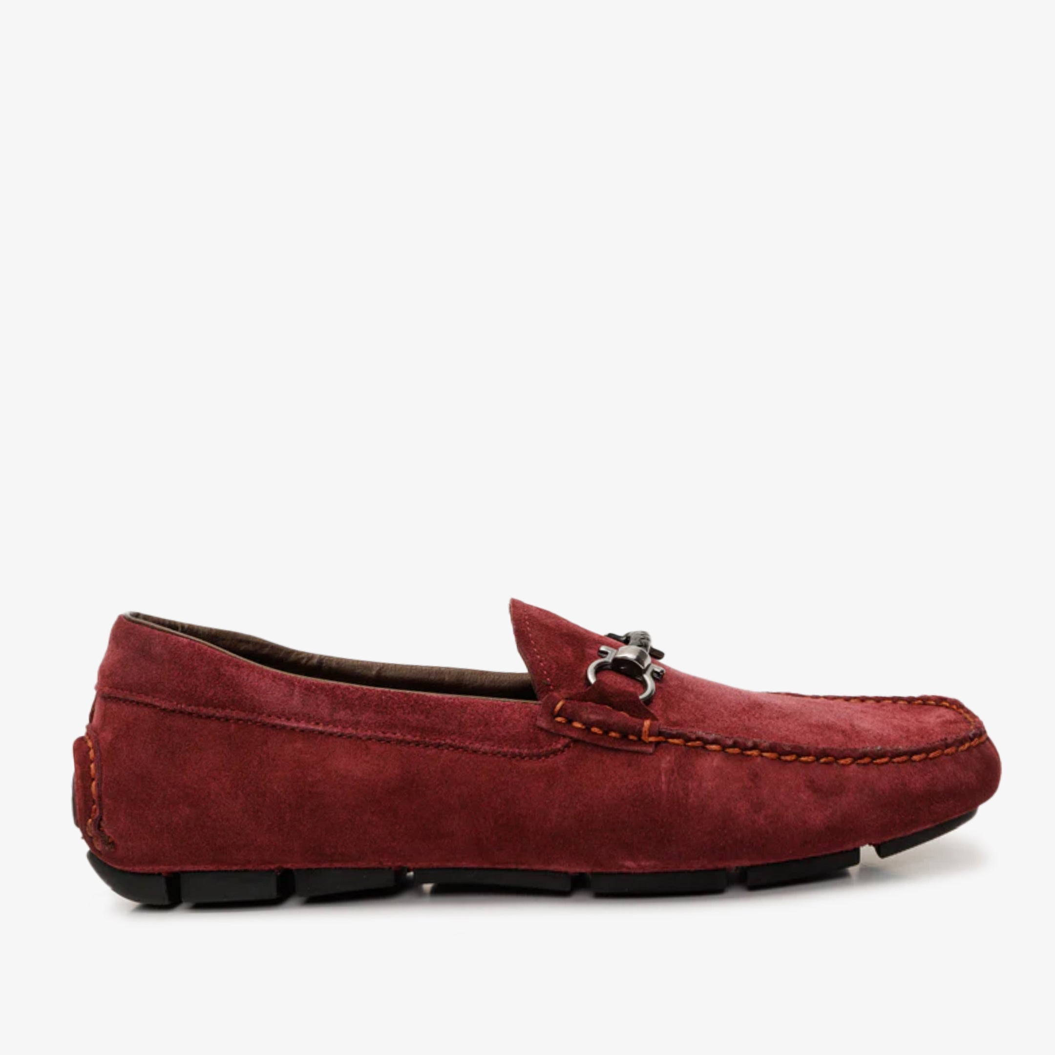 The Bari Burgundy Suede Leather Bit Drive Loafer Men Shoe