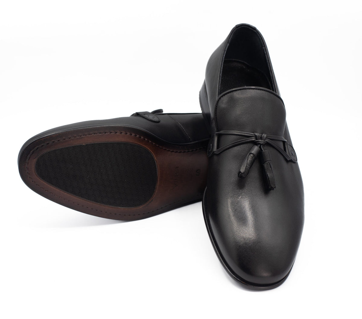Vinci Leather The Modica Black Leather Tassel Loafer Final Sale! – product view 3