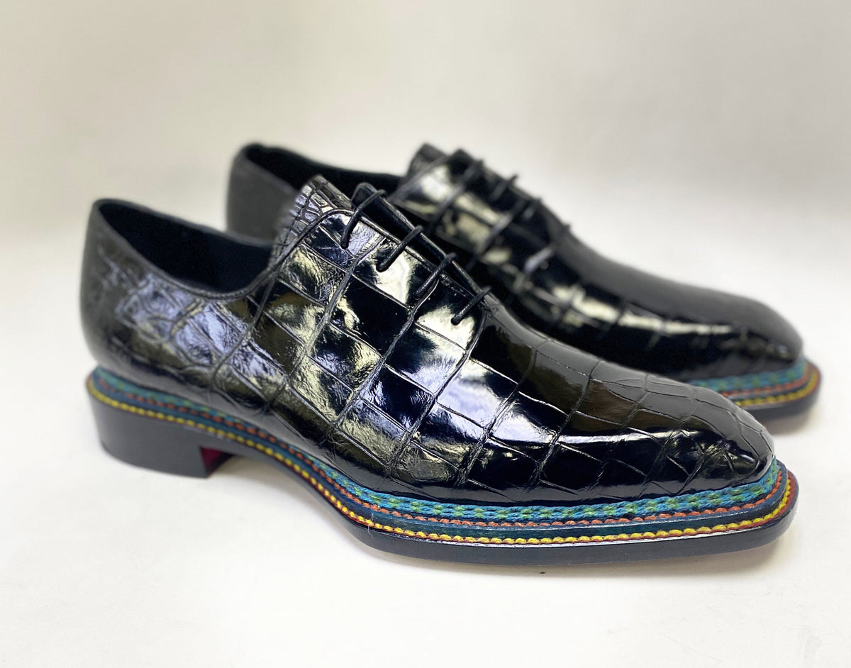 Maurice Custom Ghost Alligator Oxford - Black