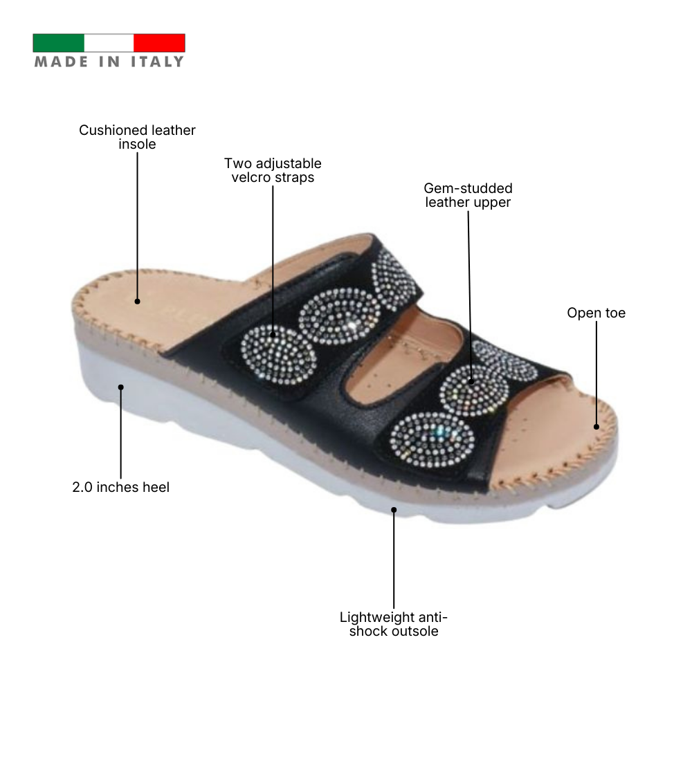 Glitz Gem-Studded Leather Sandal