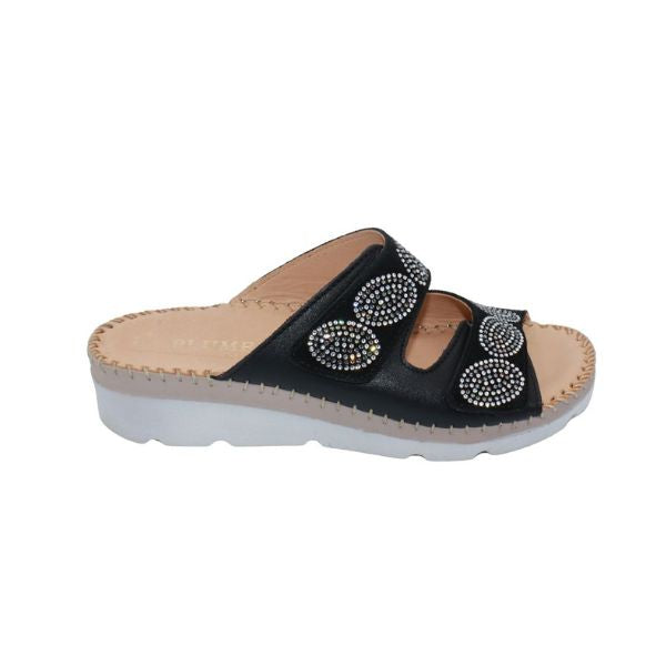 Glitz Gem-Studded Leather Sandal