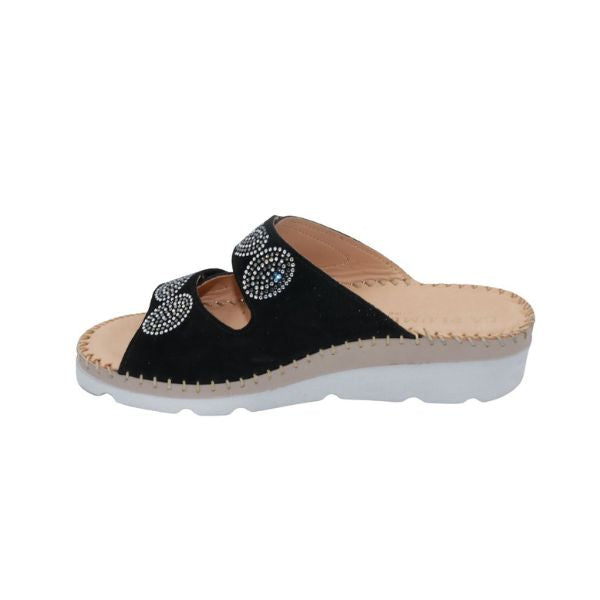 Glitz Gem-Studded Leather Sandal
