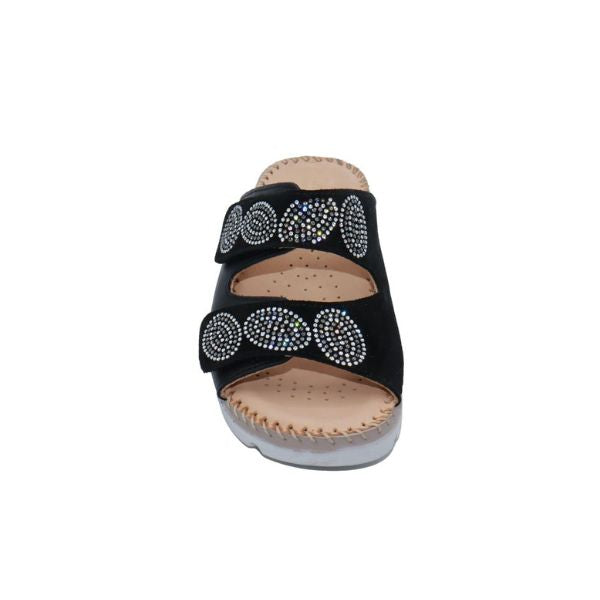 Glitz Gem-Studded Leather Sandal