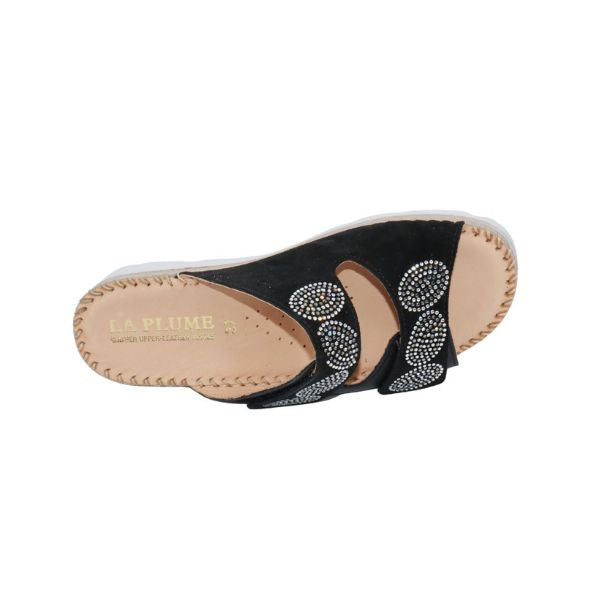 Glitz Gem-Studded Leather Sandal