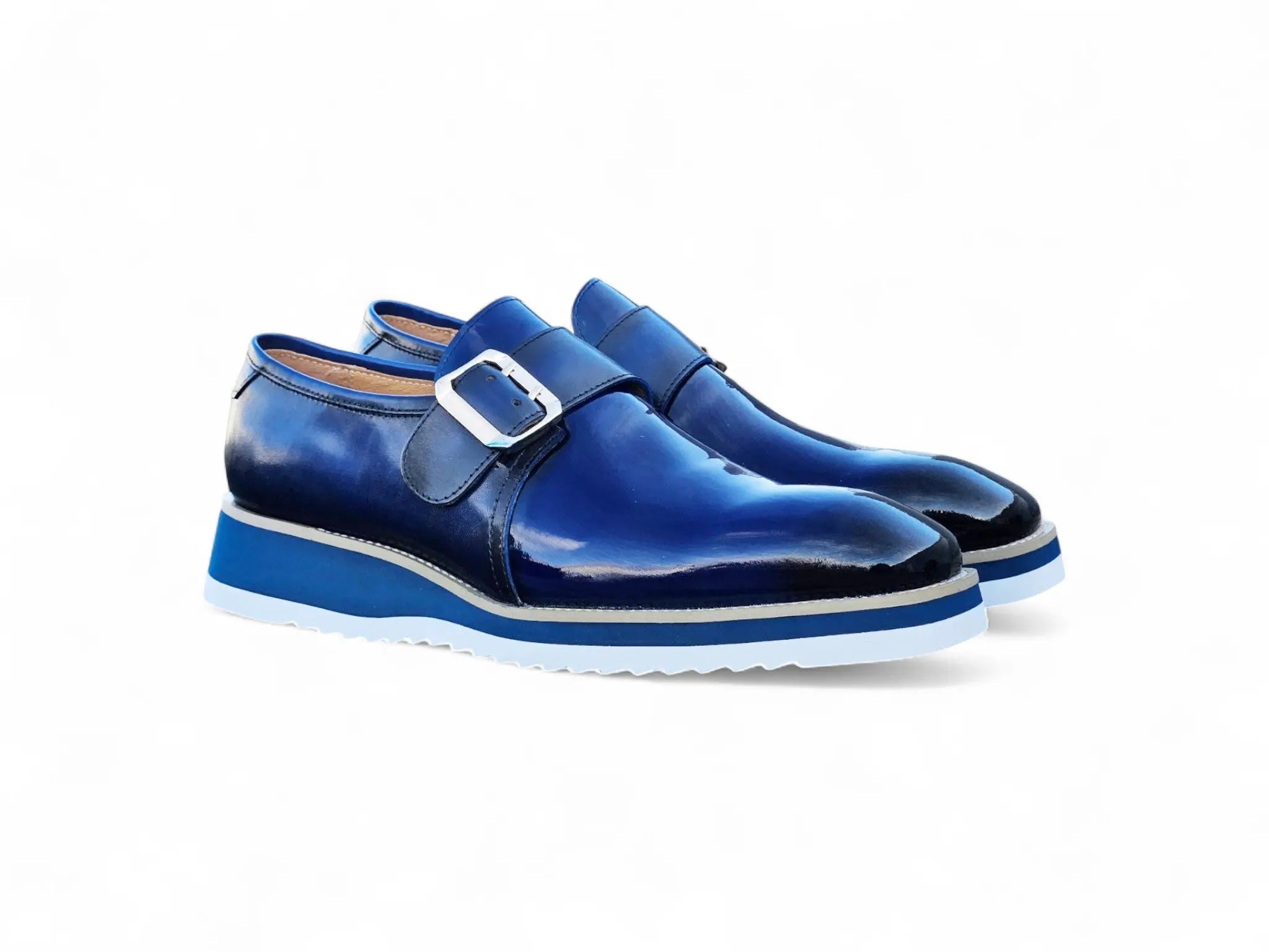 Carrucci Shoes Monkstrap Slip On Classic Leather Patent KS515 38P top view