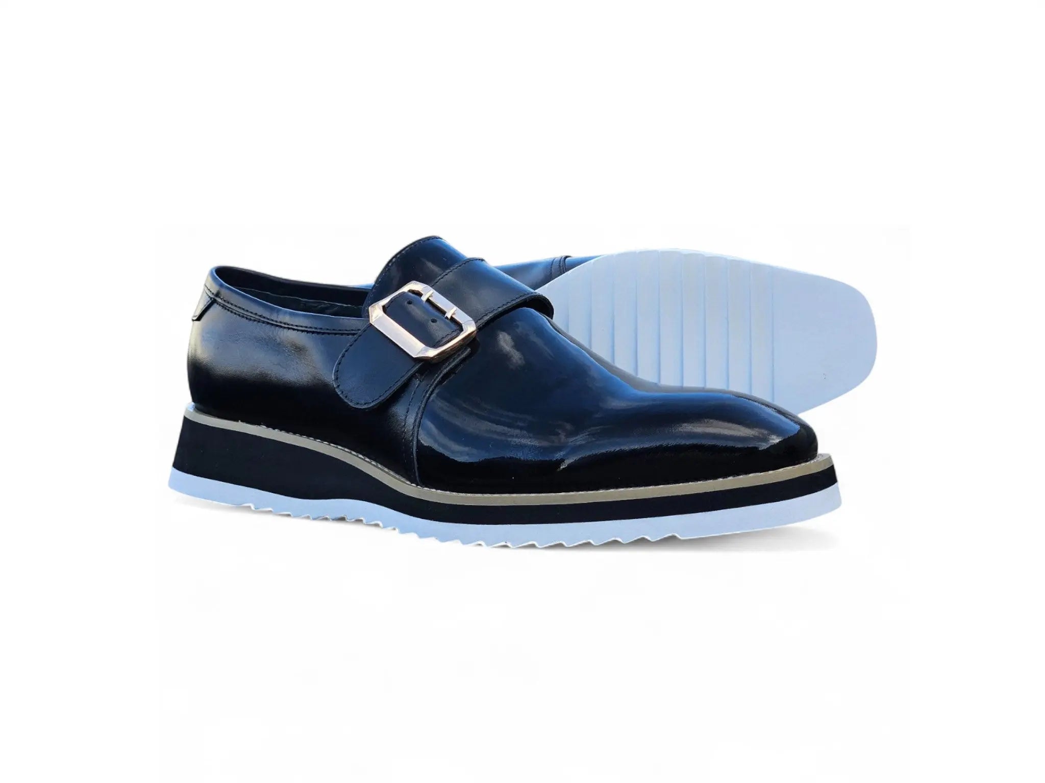 Carrucci Shoes Monkstrap Slip On Classic Leather Patent KS515 38P view 12