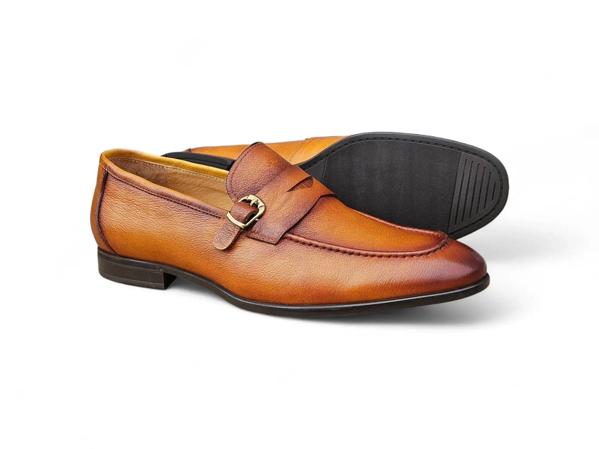 Carrucci Shoes Men's Grant Buckle Loafer Men’s Full Grain Leather KS223 06