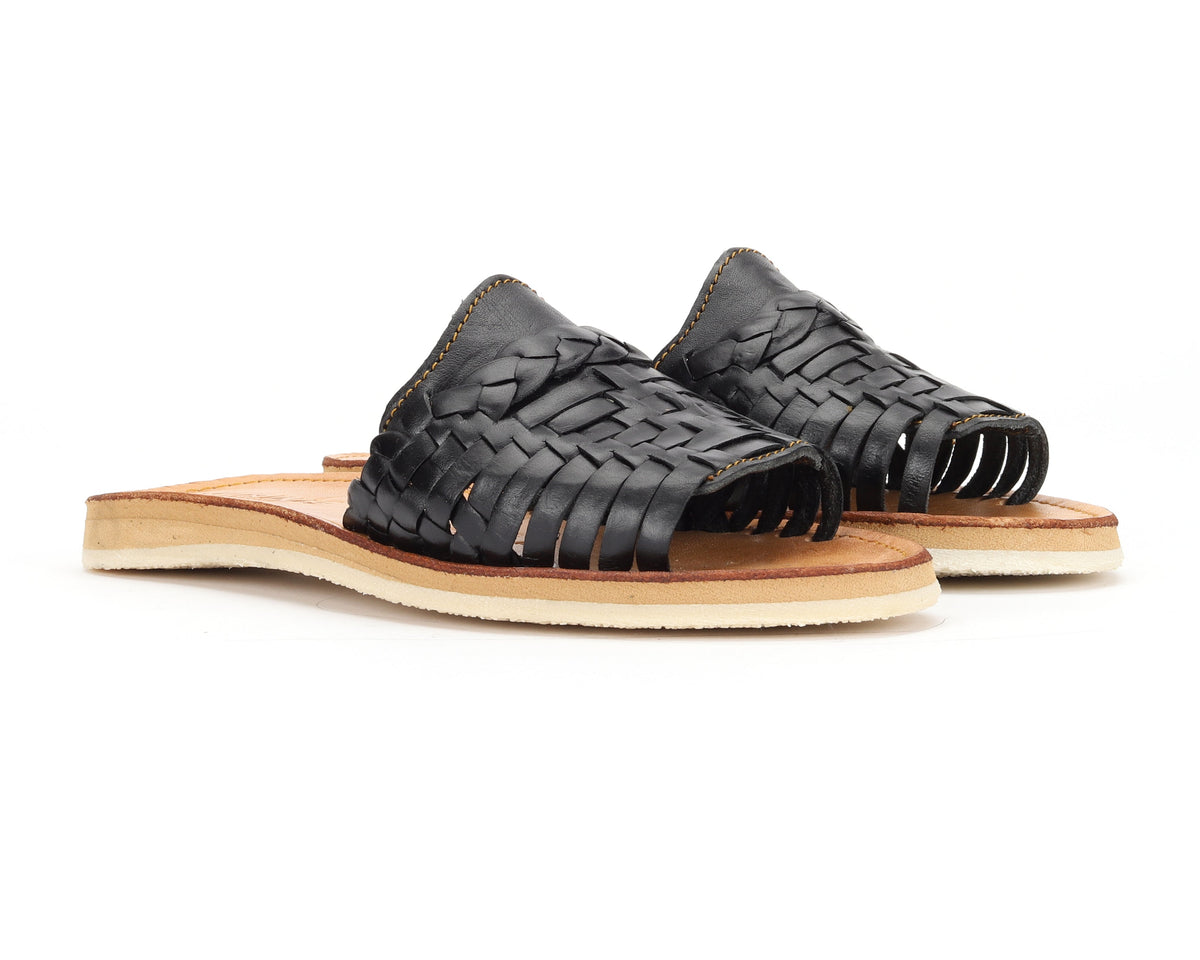 Bottomless Co. Huarache Peep-Toe Slides Black – product view 1