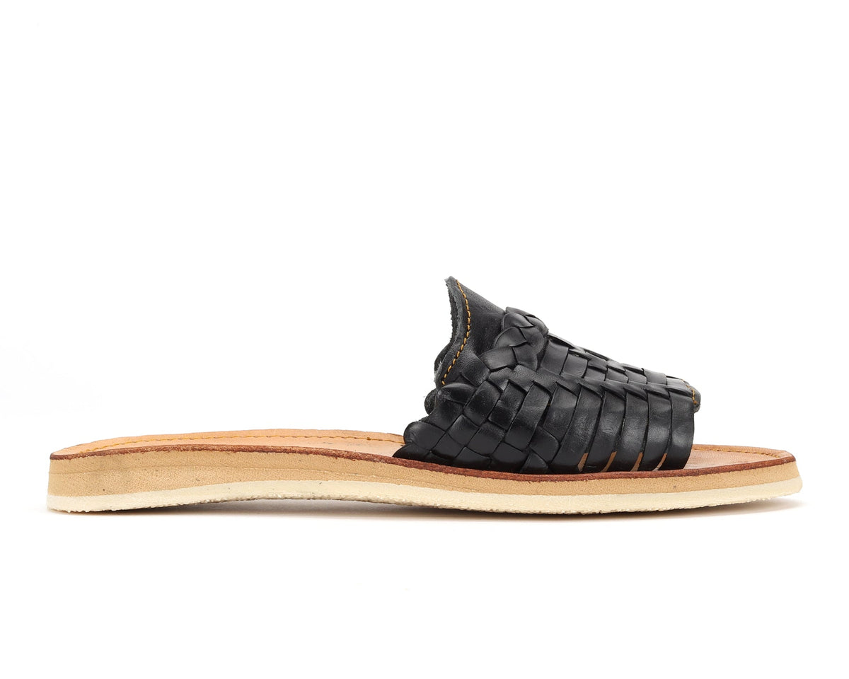 Bottomless Co. Huarache Peep-Toe Slides Black – product view 3