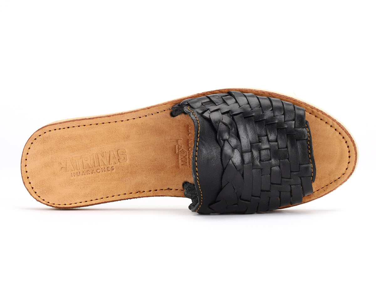 Bottomless Co. Huarache Peep-Toe Slides Black – product view 4