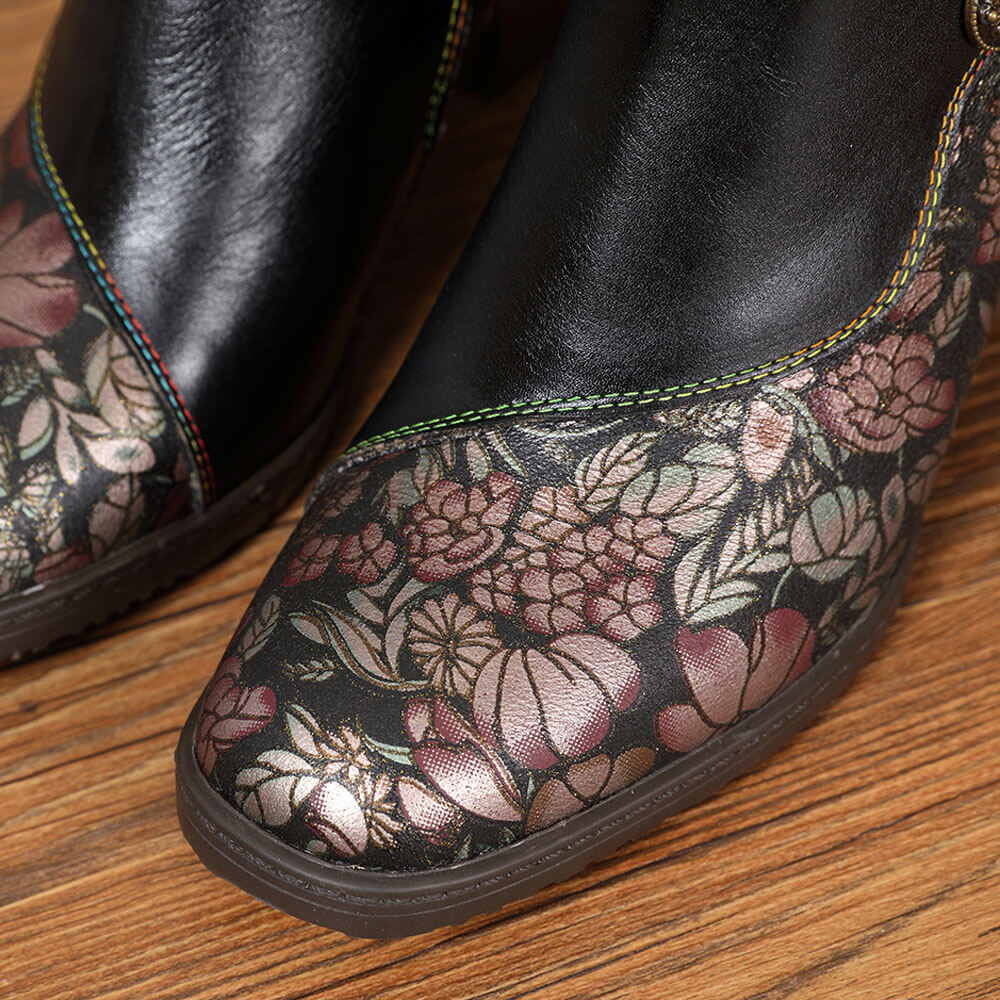 Baylor Retro Handmade Floral Ankle Boots – product view 4
