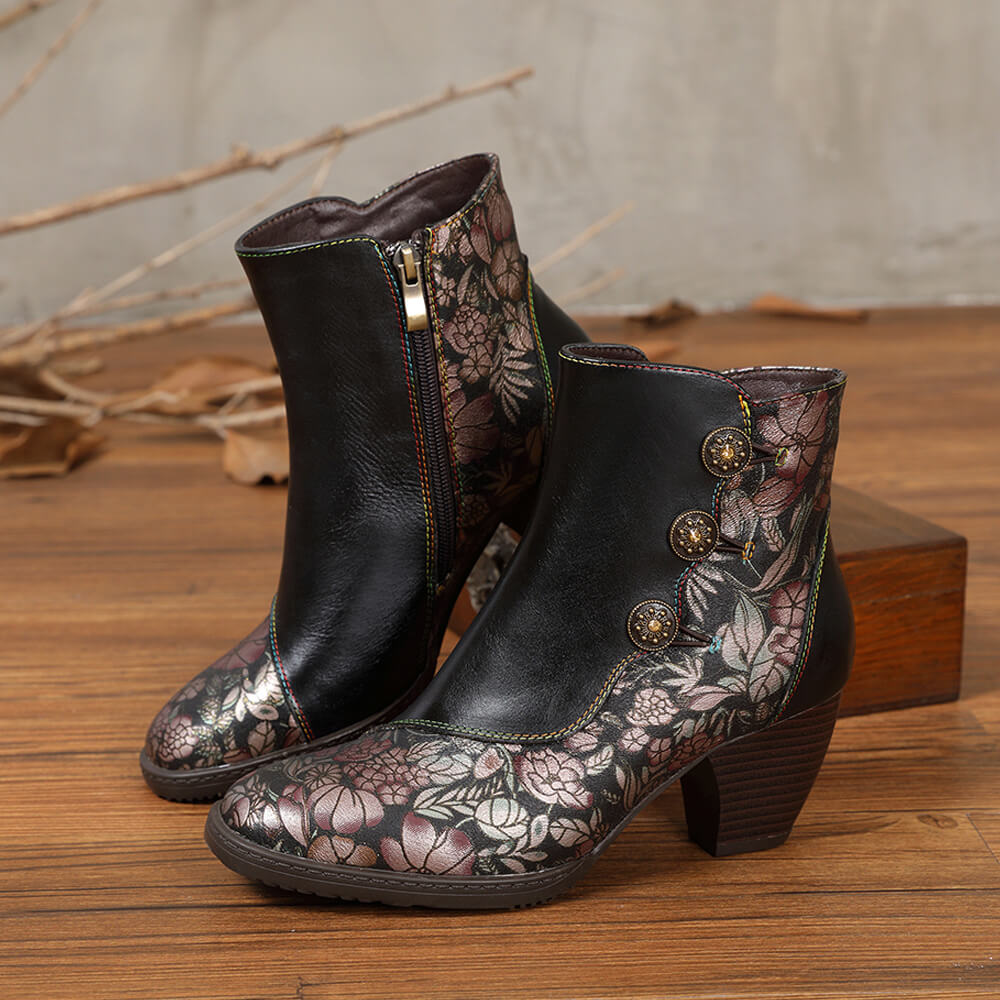 Baylor Retro Handmade Floral Ankle Boots – product view 2