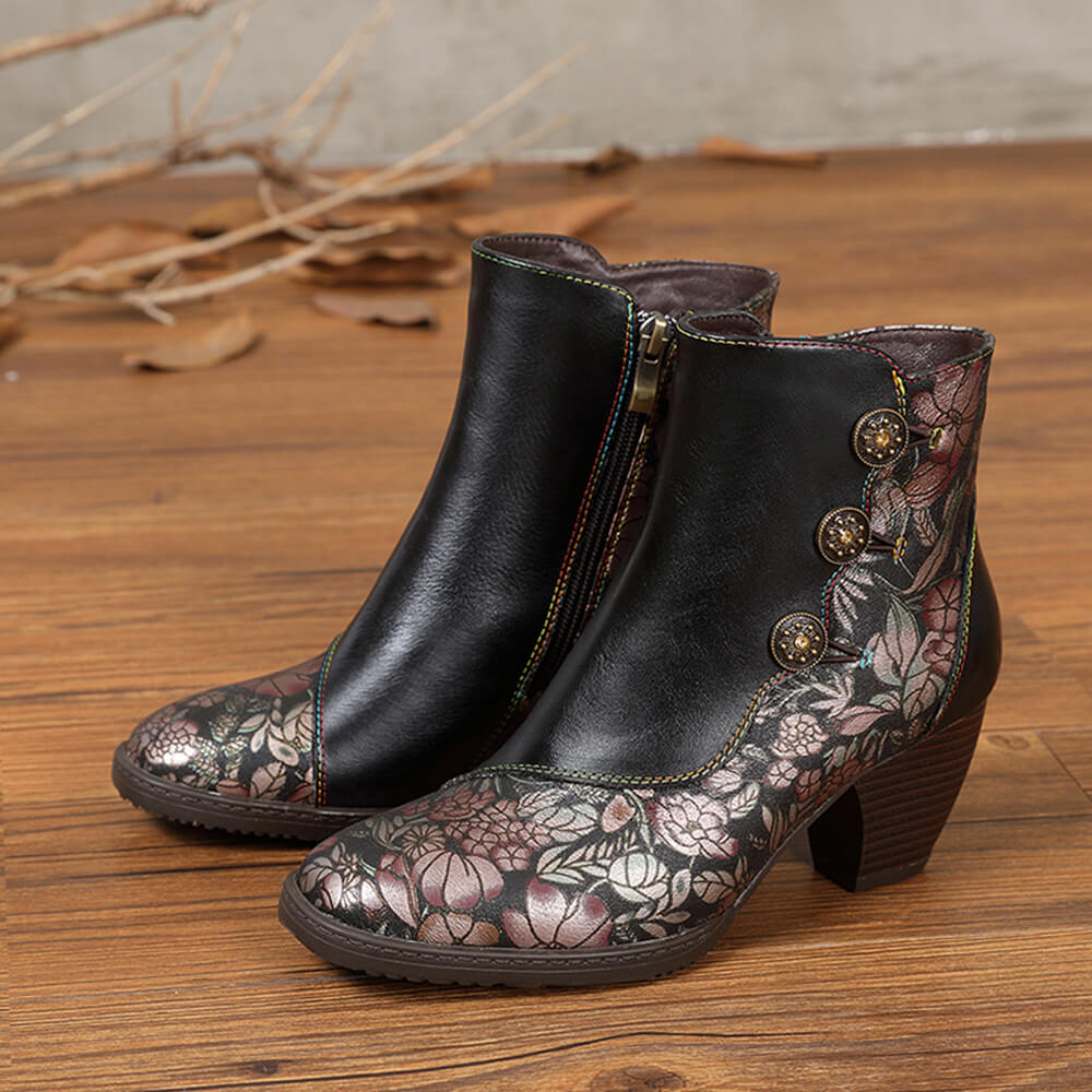 Baylor Retro Handmade Floral Ankle Boots – product view 3