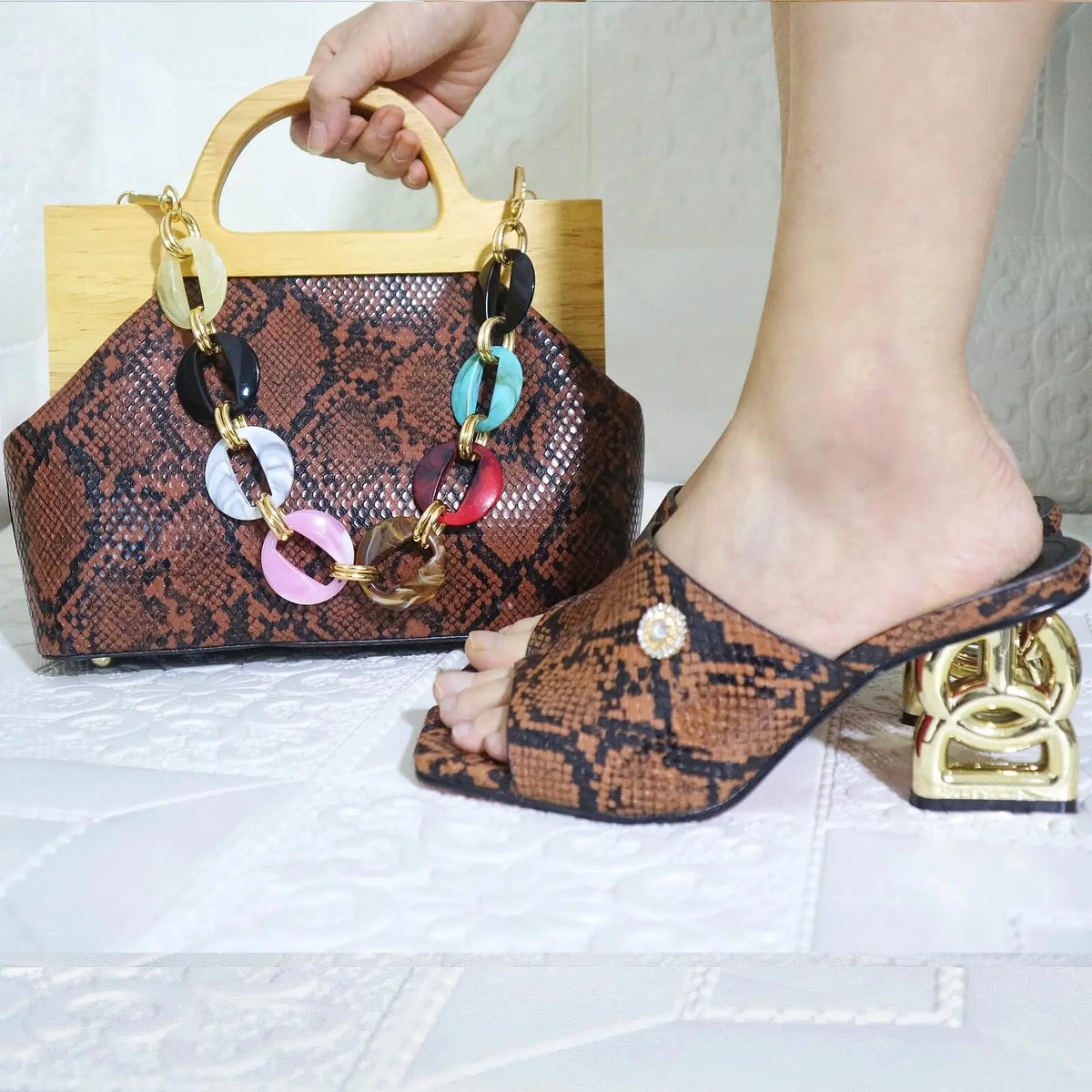 EdleessFashion Matching Women Shoe and Bag Set HJL1-13 – product view 3