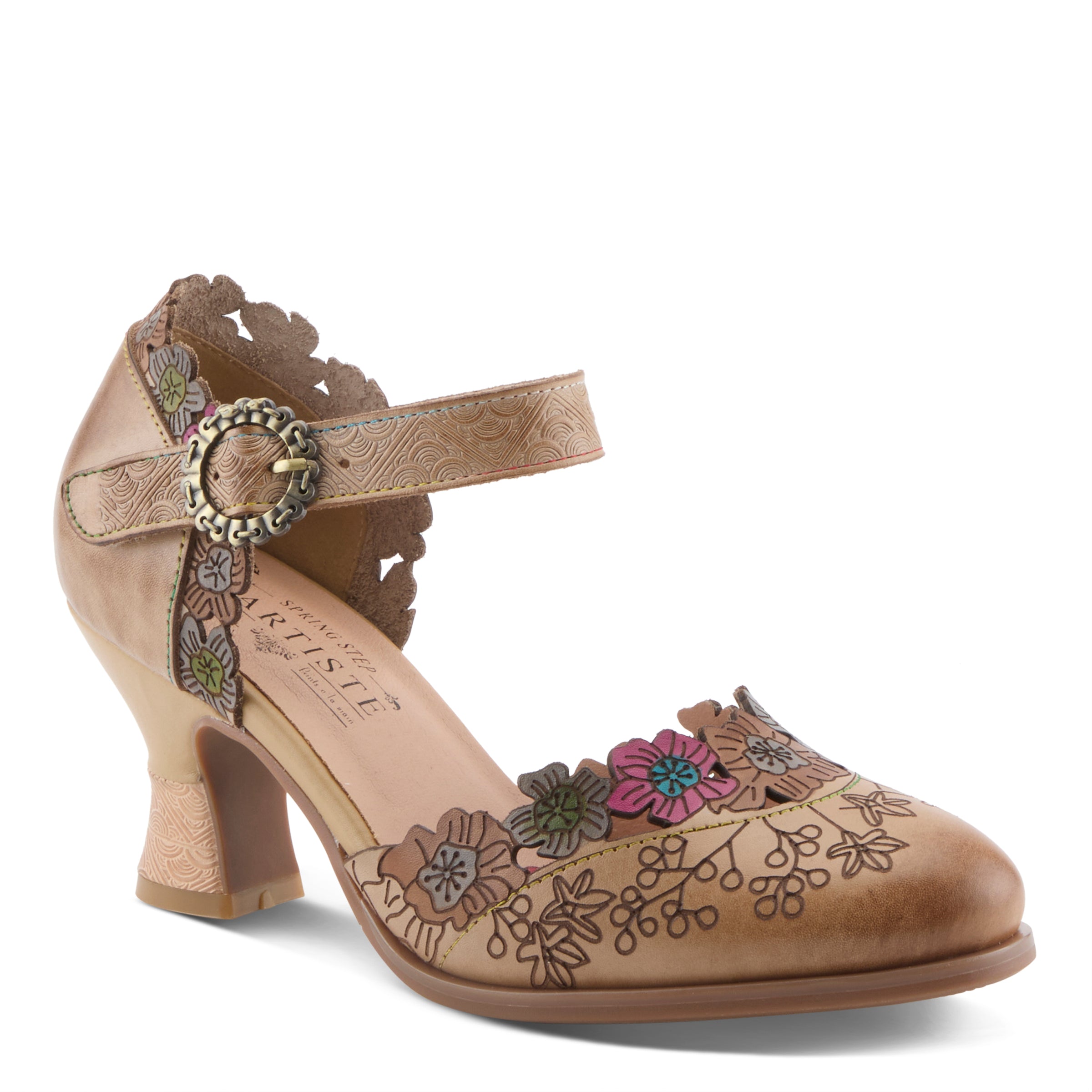 L'Artiste L'ARTISTE HAPPYDANCE SHOE shoe in beige multi with handcrafted leather design