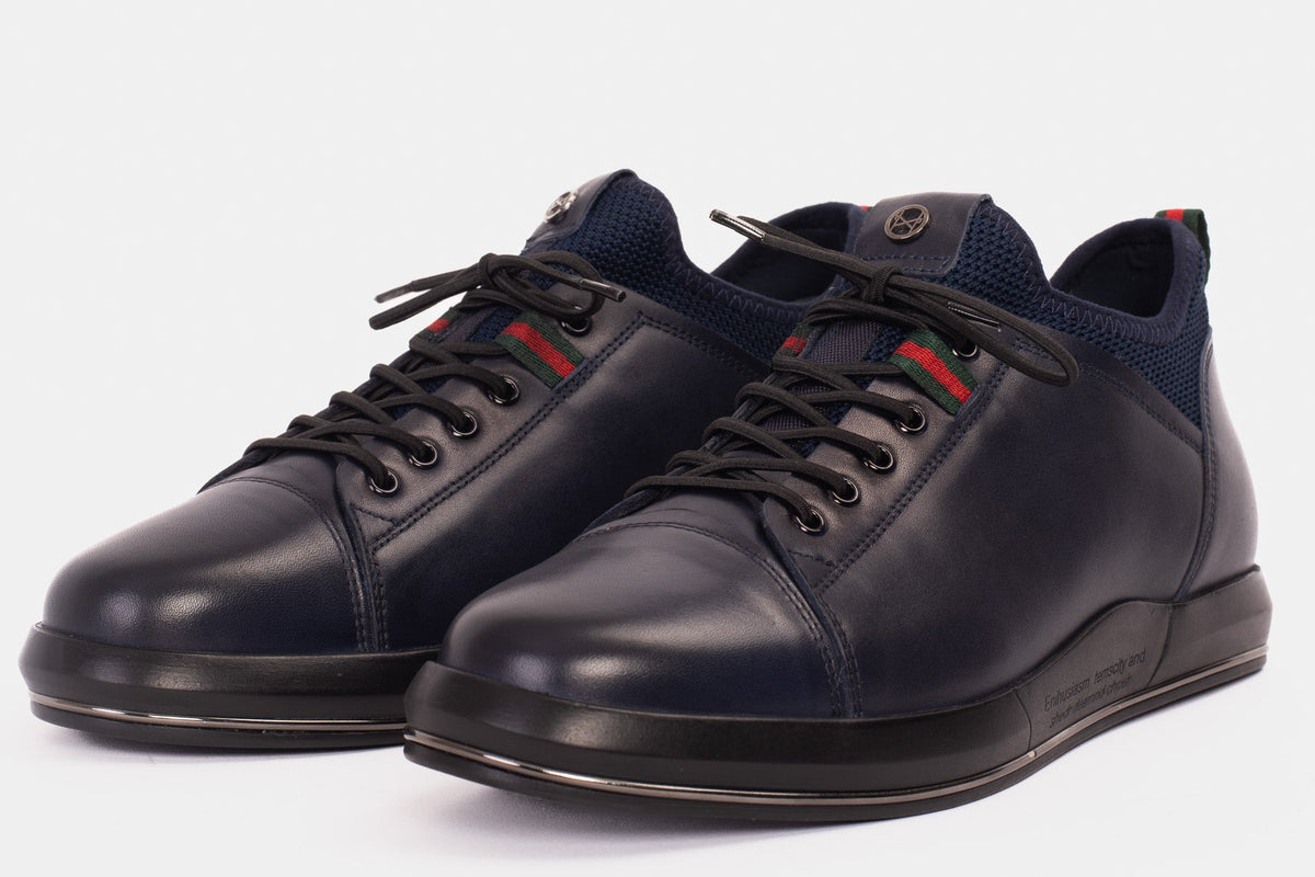 Vinci Leather The Hoxton Navy Leather Men Sneaker Final Sale! – product view 2