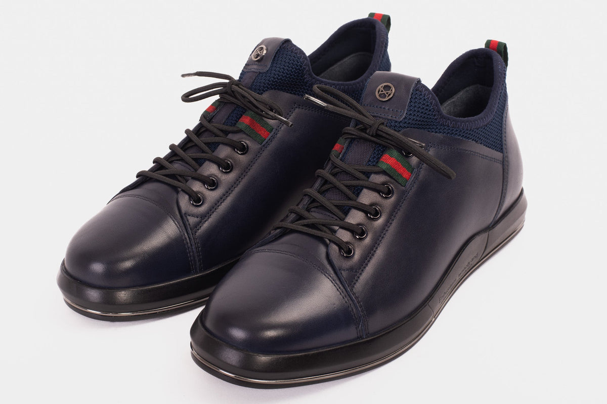 Vinci Leather The Hoxton Navy Leather Men Sneaker Final Sale! – product view 3