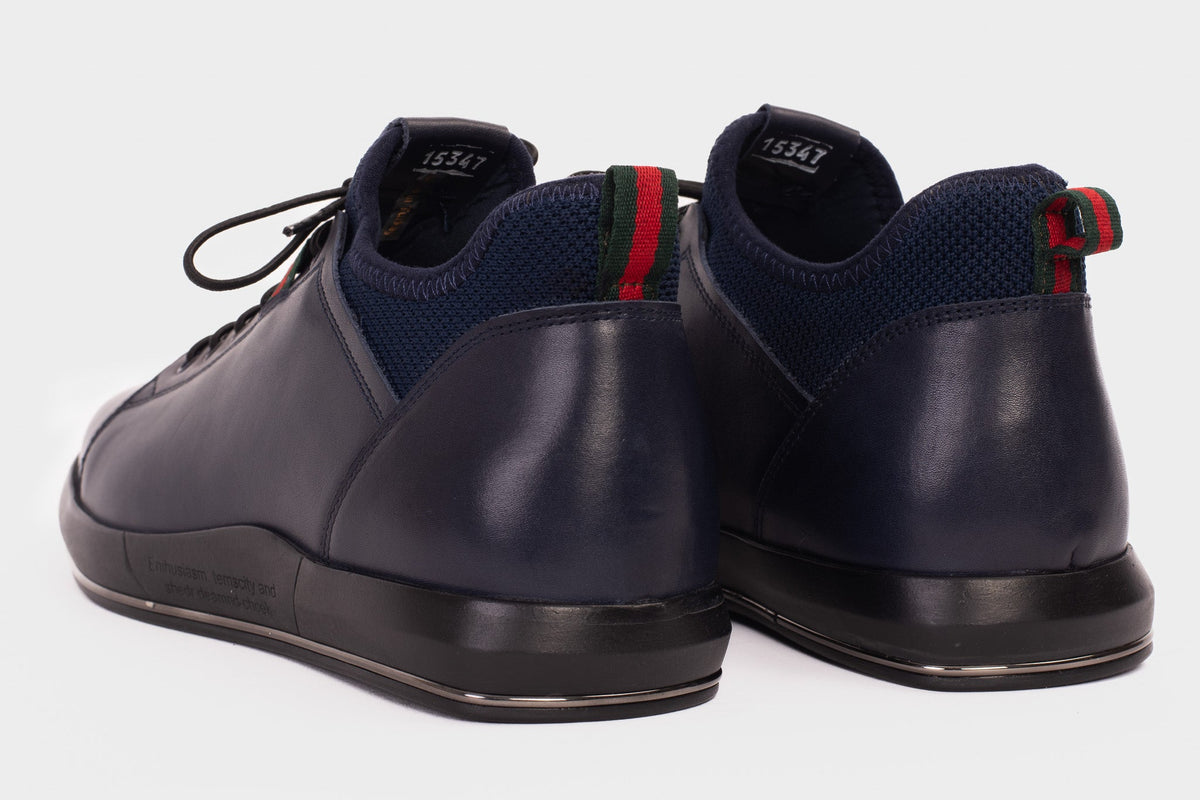Vinci Leather The Hoxton Navy Leather Men Sneaker Final Sale! – product view 5
