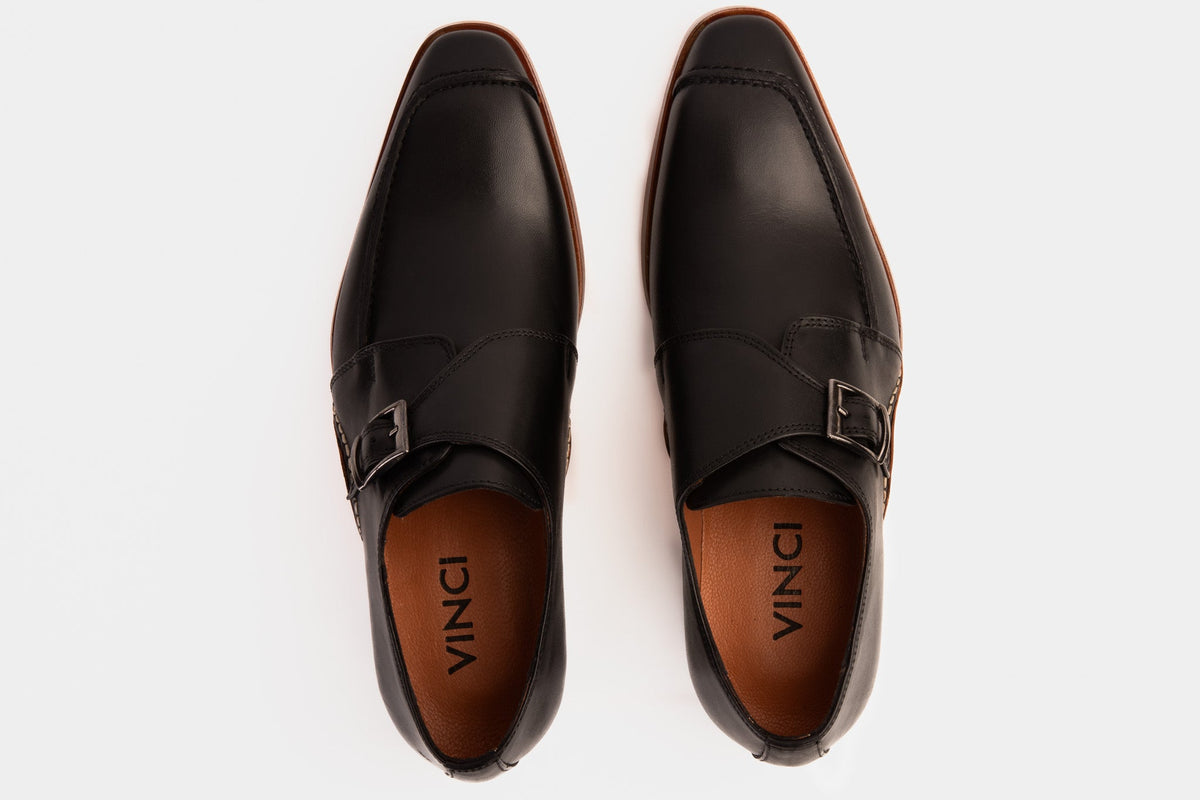 Vinci Leather The Hagrid Black Single Monk Strap Handmade Men Shoe – product view 5