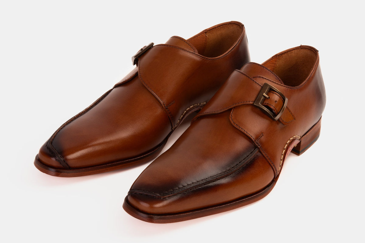 Vinci Leather The Hagrid Tan Leather Single Monk Strap Handmade Men Shoe – product view 7