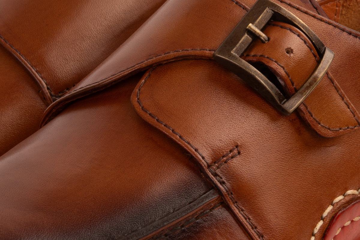 Vinci Leather The Hagrid Tan Leather Single Monk Strap Handmade Men Shoe – product view 3