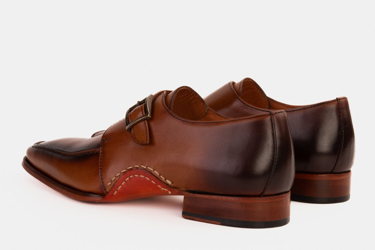 Vinci Leather The Hagrid Tan Leather Single Monk Strap Handmade Men Shoe – product view 4