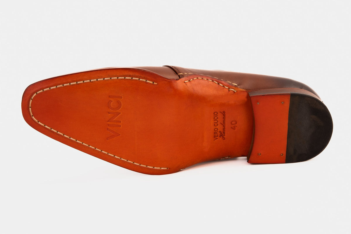Vinci Leather The Hagrid Tan Leather Single Monk Strap Handmade Men Shoe – product view 6