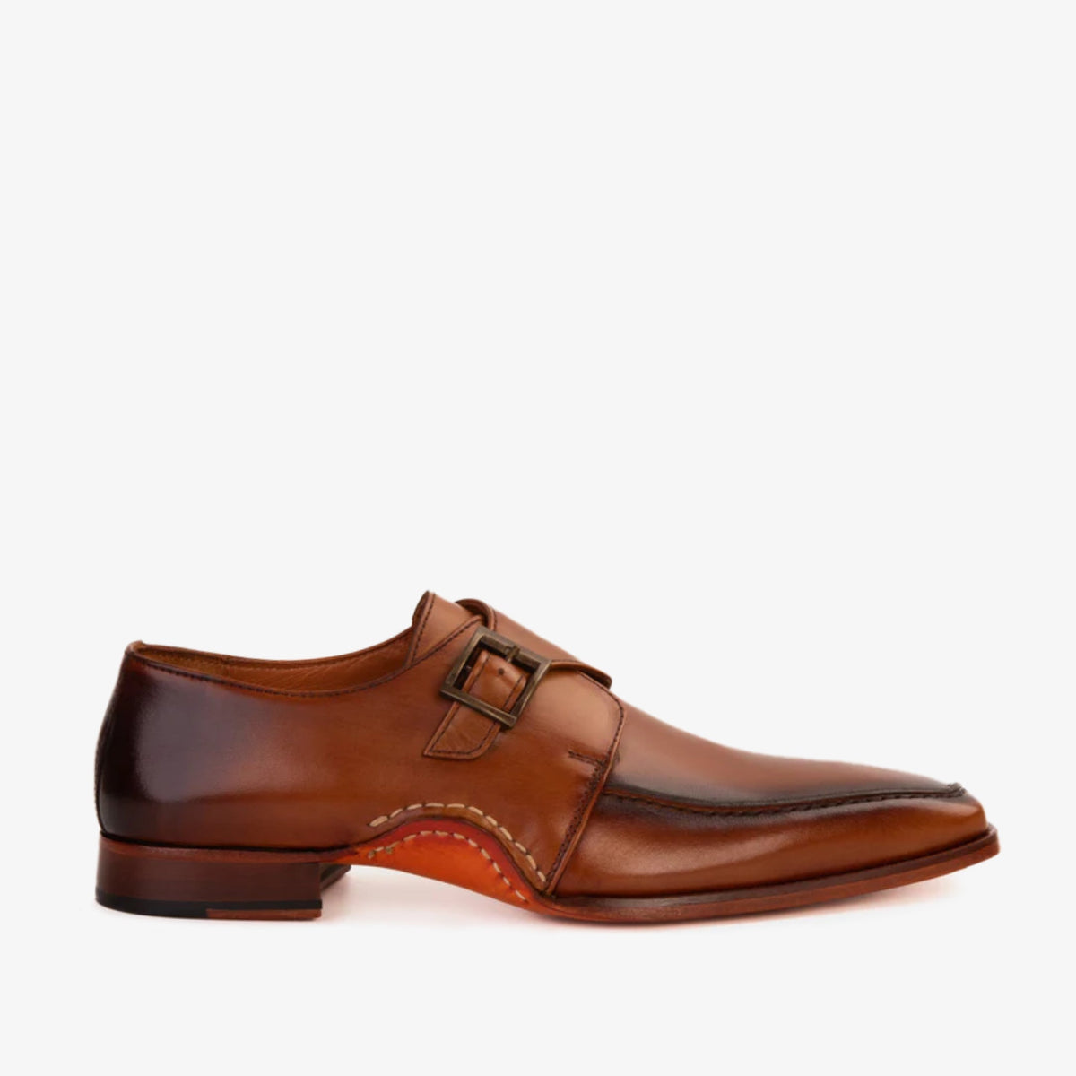 Vinci Leather The Hagrid Tan Leather Single Monk Strap Handmade Men Shoe – product view 1