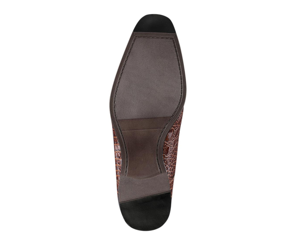 Amali Harvey Croc Embossed Men's Brown Animal Print Leather Exotic Oxford Shoes