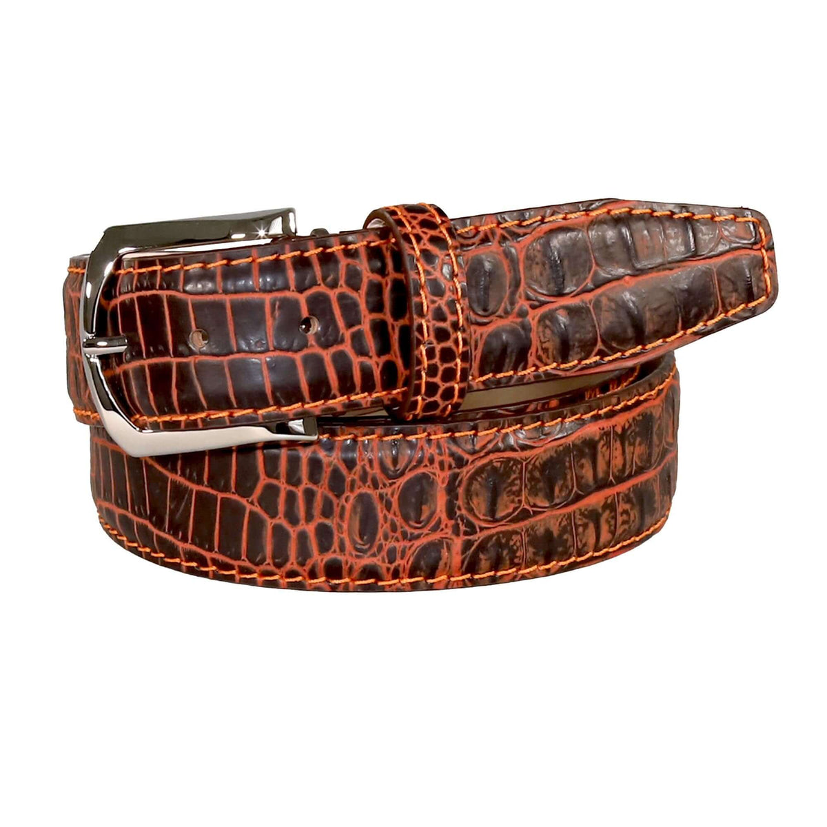 Honey Oak Mock Croc Leather Belt